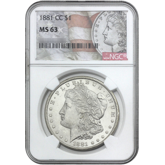 1881 CC Morgan Silver Dollar MS63 NGC Morgan/Flag Label