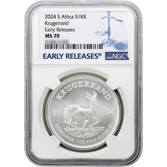 2024 South Africa Silver Krugerrand MS70 ER NGC Blue Label