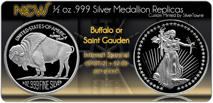 New Half Ounce Silver Medallion Replicas Custom Minted by SilverTowne