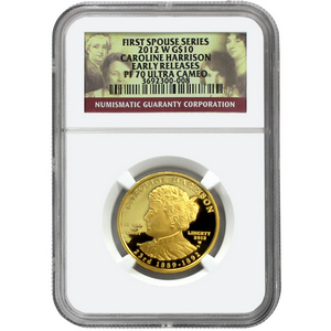 2012 W First Spouse Caroline Harrison Half Ounce Gold PF70 UC ER NGC
