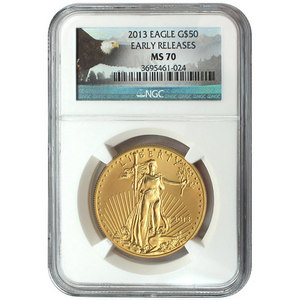 2013 Gold American Eagle 1oz MS70 ER NGC Bald Eagle Label