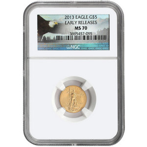 2013 Gold American Eagle Tenth Ounce MS70 ER NGC Bald Eagle Label