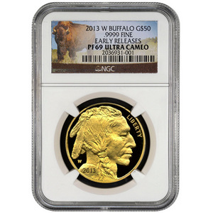 2013 W Gold Buffalo 1oz PF69 UC ER NGC Buffalo 100th Anniversary Label