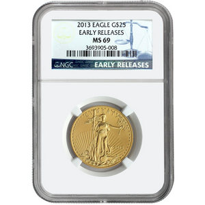 2013 Gold American Eagle Half Ounce MS69 ER NGC Blue Label