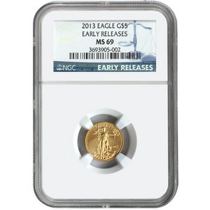 2013 Gold American Eagle Tenth Ounce MS69 ER NGC Blue Label