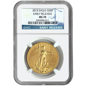 2013 Gold American Eagle 1oz MS70 ER NGC Blue Label