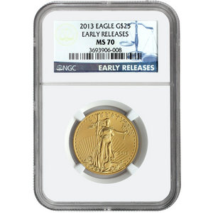2013 Gold American Eagle Half Ounce MS70 ER NGC Blue Label