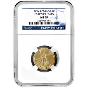 2012 Gold American Eagle Quarter Ounce MS69 ER NGC Blue Label