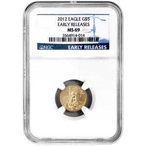 2012 Gold American Eagle Tenth Ounce MS69 ER NGC Blue Label