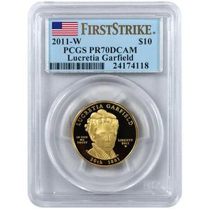 2011 W First Spouse Lucretia Garfield  Half Ounce Gold Coin PR70 DCAM FS PCGS