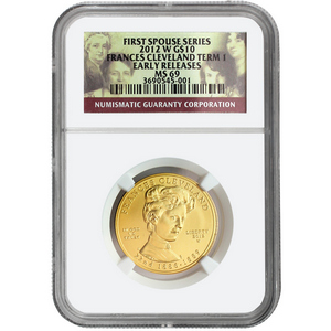 2012 W First Spouse Frances Cleveland First Term Half Ounce Gold Coin MS69 ER NGC