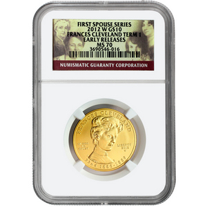 2012 W First Spouse Frances Cleveland First Term Half Ounce Gold Coin MS70 ER NGC
