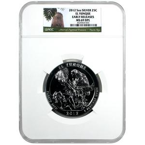 2012 America The Beautiful Silver 5oz El Yunque MS69 DPL ER NGC