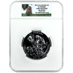 2012 America The Beautiful Silver 5oz El Yunque MS68 DPL ER NGC