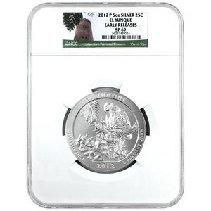 2012 P America The Beautiful Silver 5oz El Yunque SP69 ER NGC