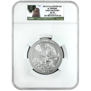 2012 P America The Beautiful Silver 5oz El Yunque SP70 ER NGC