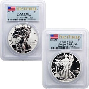 2012 S Silver American Eagle 2pc Proof Set PR69 FS PCGS Flag Label