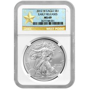 2012 W Silver American Eagle MS69 Burnished ER NGC Star Label