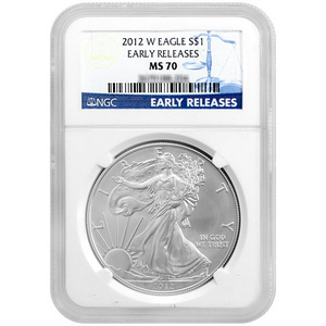 2012 W Silver American Eagle MS70 Burnished ER NGC Blue Label