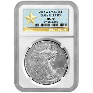 2012 W Silver American Eagle MS70  Burnished ER NGC Star Label