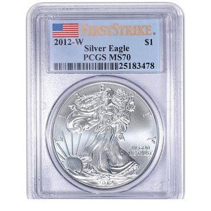 2012 W Silver American Eagle MS70 Burnished FS PCGS Flag Label