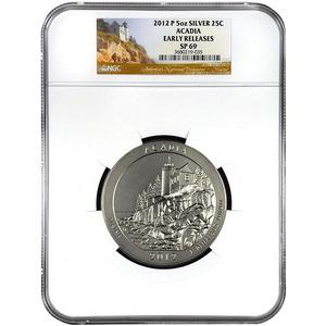 2012 P America The Beautiful Silver 5oz Acadia SP69 ER NGC
