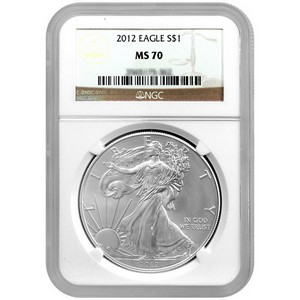 2012 Silver American Eagle MS70 NGC Brown Label