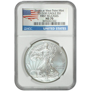2013 W Silver American Eagle Struck at West Point MS70 FR NGC Country Label