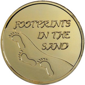 Footprints 1oz .999 Silver Medallion Gold Plated
