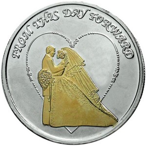Wedding Couple 1oz .999 Silver Medallion Gold Plated