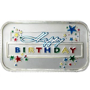 Birthday Stars 1oz .999 Silver Bar Enameled