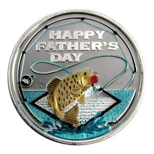 Fathers Day Fishing 1oz .999 Silver Medallion Enameled