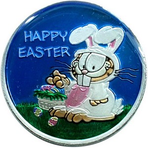 Garfield Easter 1oz .999 Silver Medallion Enameled