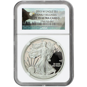 2013 W Silver American Eagle PF70 UC ER NGC Bald Eagle Label