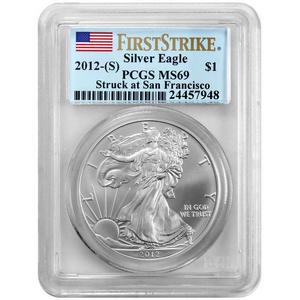 2012 S Silver American Eagle Struck at San Francisco Mint MS69 FS PCGS