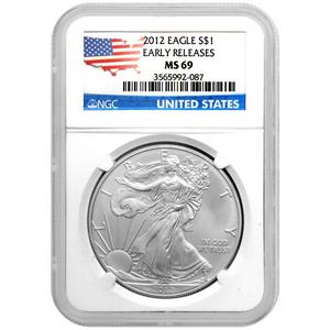 2012 Silver American Eagle MS69 ER NGC Flag Label