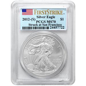 2012 S Silver American Eagle Struck at San Francisco Mint MS70 FS PCGS