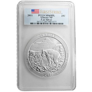2011 America The Beautiful Silver 5oz Glacier MS69 PL FS PCGS