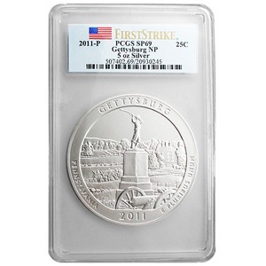 2011 P America The Beautiful Silver 5oz Gettysburg SP69 FS PCGS