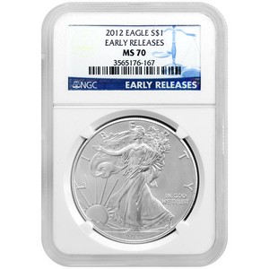 2012 Silver American Eagle MS70 ER NGC Blue Label