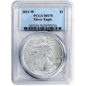 2011 W Silver American Eagle MS70 Burnished PCGS