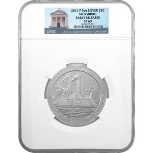 2011 P America the Beautiful Silver 5oz Vicksburg SP69 ER NGC