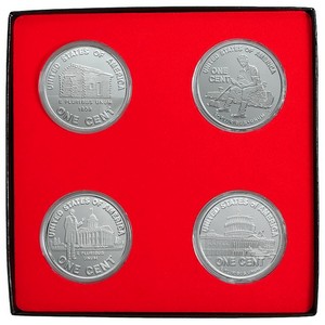 2009 Lincoln Bicentennial 4pc Replica 1oz .999 Silver Medallion Set