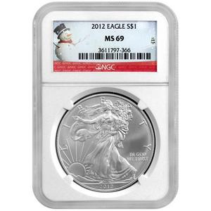 2012 Silver American Eagle MS69 NGC Snowman Label