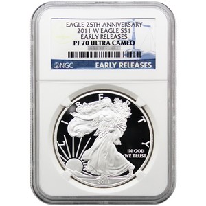 2011 W Silver American Eagle 25th Anniversary Set Label PF70 UC ER NGC