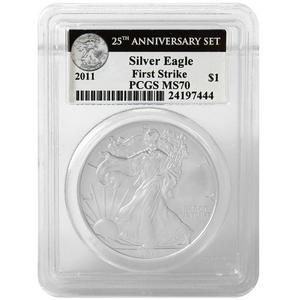 2011 Silver American Eagle 25th Anniversary Set Label MS70 FS PCGS