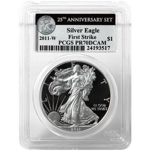 2011 W Silver American Eagle 25th Anniversary Set Label PR70 DCAM FS PCGS