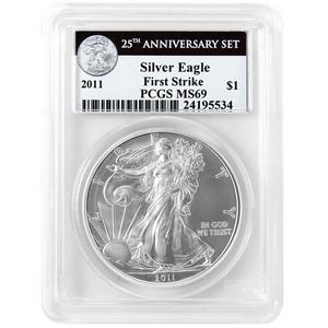 2011 Silver American Eagle 25th Anniversary Set Label MS69 FS PCGS