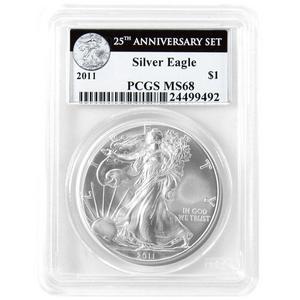 2011 Silver American Eagle 25th Anniversary Set Label MS68 PCGS