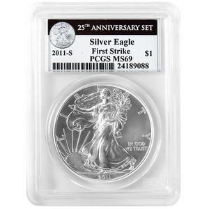 2011 S Silver American Eagle 25th Anniversary Set Label MS69 FS PCGS